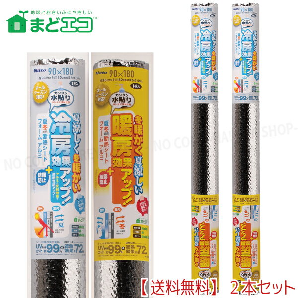 夏冬兼用断熱シート フォーム アルミ 3.5mm厚X90cmX180cm 2本【送料込】一部除く 遮熱 断熱 結露防止 UVカット 目隠し効果 カンタン水貼り 冷暖房効果アップ 省エネ対策 ニトムズHH0006x2