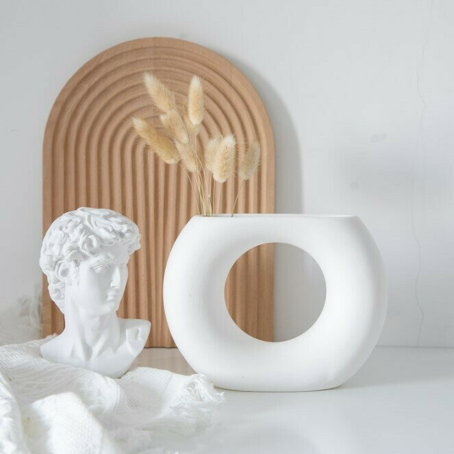 花瓶 フラワーベース ドーナツ ドーナツ型 半円 半月 リング型 インテリア花瓶 陶器 インテリア 韓国 ..