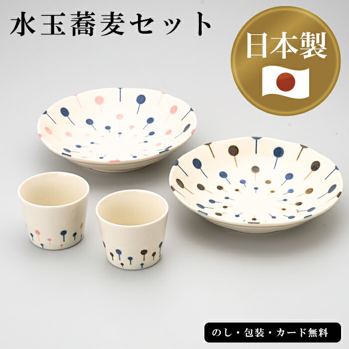 水玉蕎麦セット AM5-110-4 内祝 結婚祝い お歳暮 香典返し 敬老の日 七五三 孫 両親 プレゼント 御礼 成人式 御年賀 おじいちゃんおばあちゃん そば皿のセットです 日常使いにも 日本製
