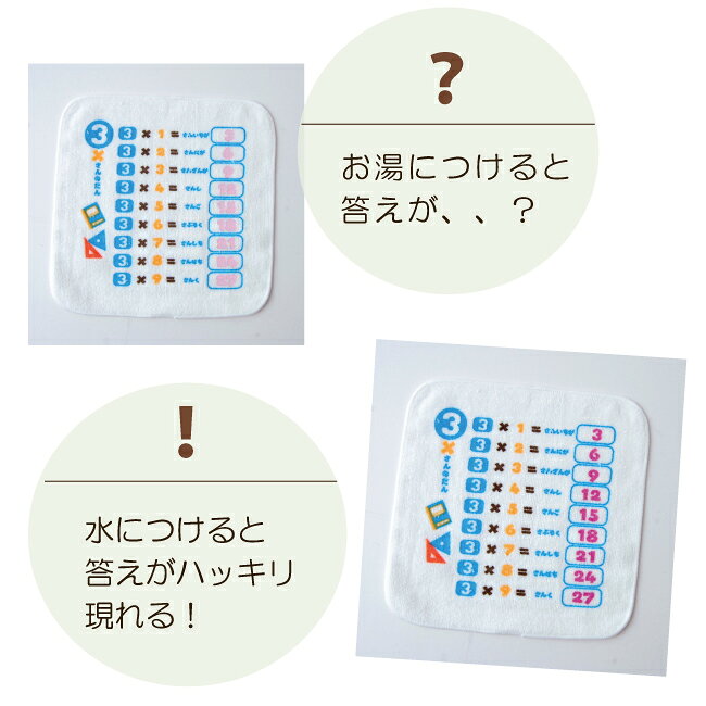 ハンカチ 子供 タオルハンカチ 九九♪温度で文字が変わる不思議なタオル キッズ プ...