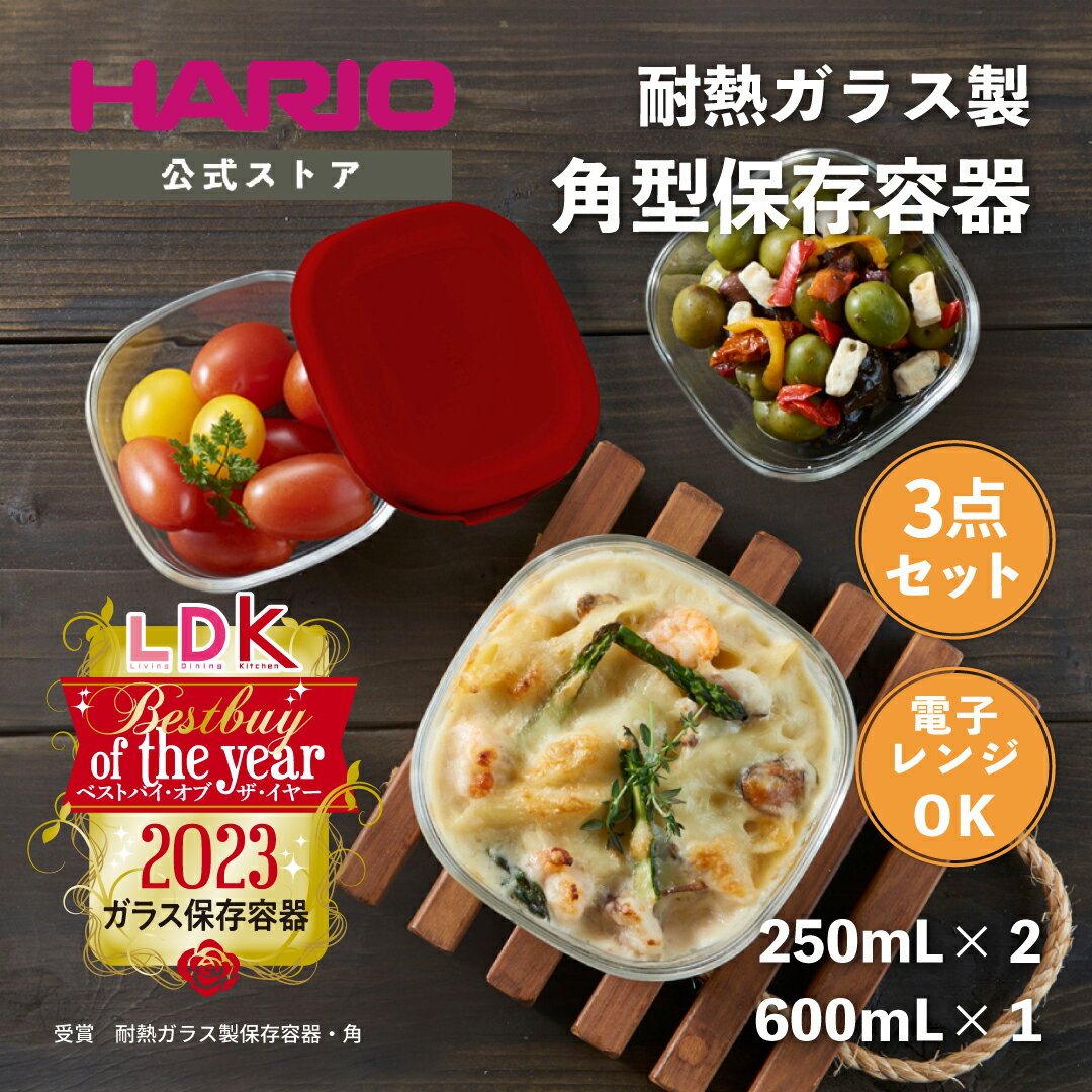 【公式ショップ】LDK受賞 HARIO 耐熱ガラス製保存容器3個セット ハリオ コンテナ 正方形