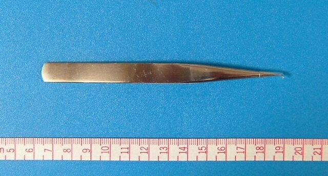 【アートフラワー材料】ステンレス細口ピンセット　150mm　先曲