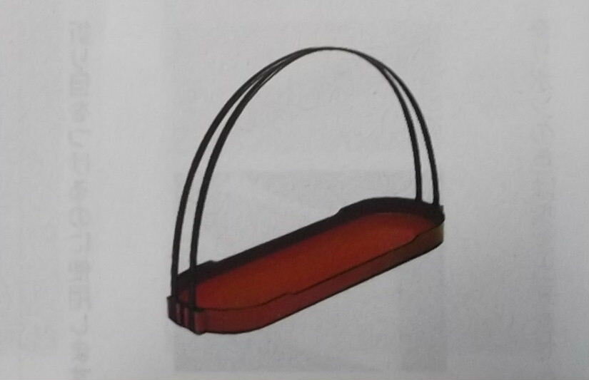 お正月【手提長丸盆 朱地/黒縁】