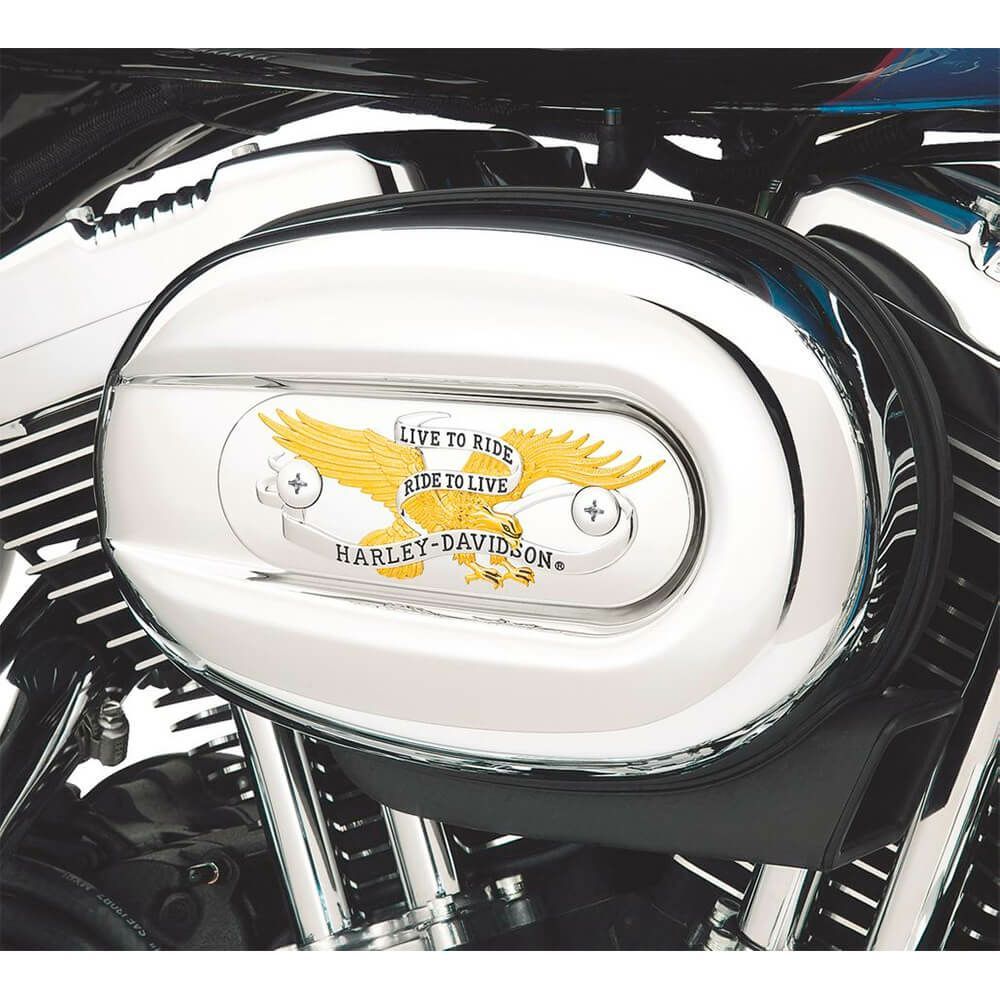 【29823-04】ハーレー純正　HARLEY-DAVIDSON “LIVE TO RIDE”・コレクション／ゴールド エアクリーナートリムLive To Ride Oval Air Cleaner Trim／スポーツスター／