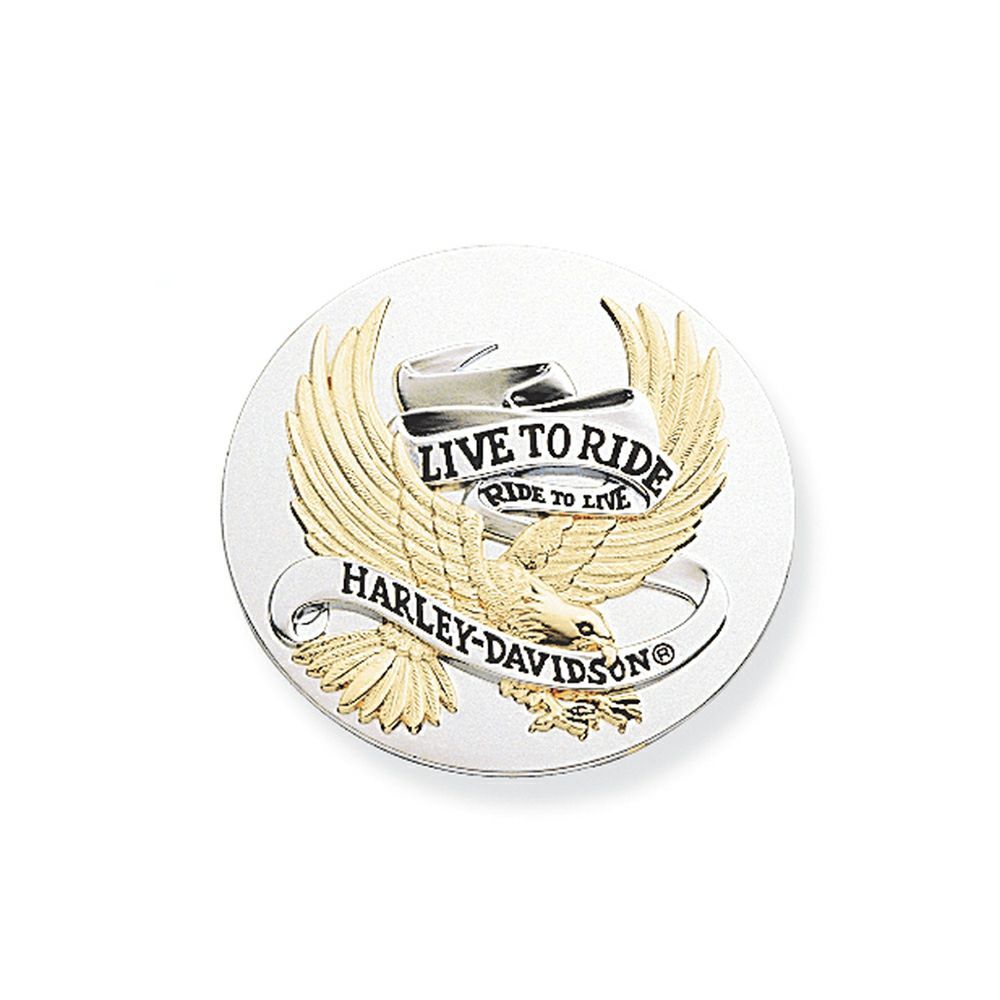 ハーレー純正　LIVE TO RIDEロゴ・メダリオン 89mm3.5 in. Live To Ride Gold Medallion／M8ツーリング&トライク／V-ROD