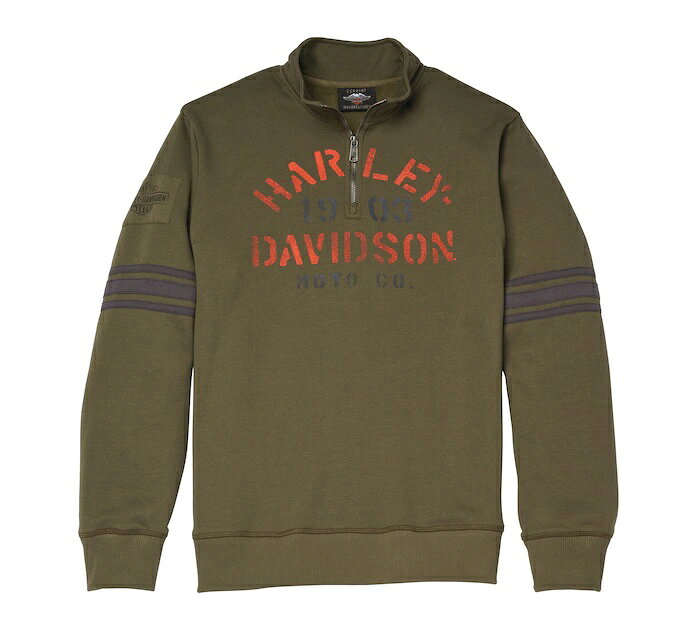 乐天商城 - HARLEY-DAVIDSON 純正（ハーレーダビッドソン）メンズ ステンシルグラフィック 1/4ジッププルオーバー_96014-22VM