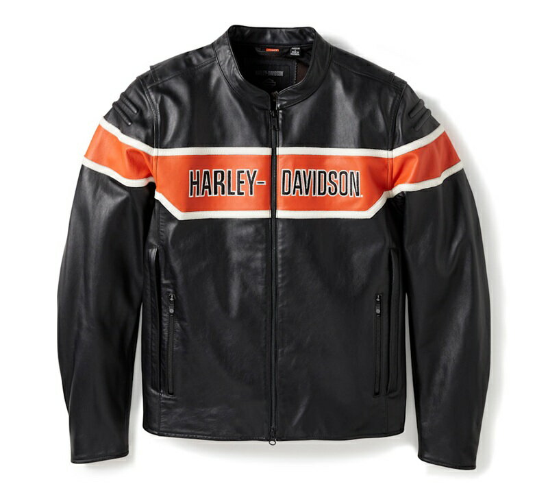 HARLEY-DAVIDSON 純正（ハーレーダビッドソン）メンズ HD トレントン レザー カラーブロック ライディングジャケット_97014-25VM