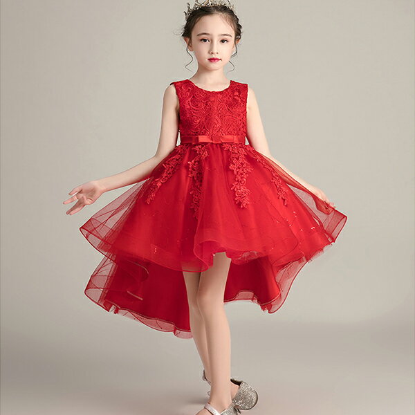 送料無料 子供ドレス 発表会 ピアノ発表会 結婚式 リンゴガール 子供パーティードレス 子供用発表会ドレス キッズドレス 結婚式 おしゃれ 尾付き ピアノ ドレス 子供 3