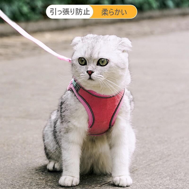 送料無料 ハーネス 小型犬 抜けない おしゃれ ハーネスリードセット 猫 ハーネス リード セット 小型犬 ペット用品 マジックテープ 夜間反射 犬 リード ハーネス セット harmarshop-10002609 ハーマー サンプル画像3