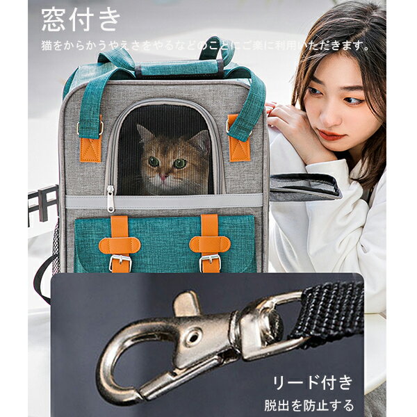 送料無料ペットキャリーバッグ2匹キャリーリュック犬猫兼用小型犬リュックキャリー災害避難リュックバッグ折りたたみ