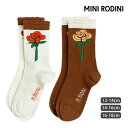 mini rodini オーガニックコットン キッズ スカラップ ソックス Roses | オーガニック コットン キッズソックス ミニロディーニ 子供 靴下 子供用靴下 くつ下 おしゃれ 綿 バイカラー ツートーン 花柄 薔薇 ばら [M便 1/4]