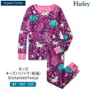 Hatley オーガニックコットン キッズパジャマ（長袖）Enchanted Forest ハットレイ オーガニック コットン キッズ 長袖 春 秋 冬 女の子 男の子 子供 上下セット セパレート 下着 綿 100 ルームウェア おしゃれ かわいい 敏感 ユニコーン ハート 森