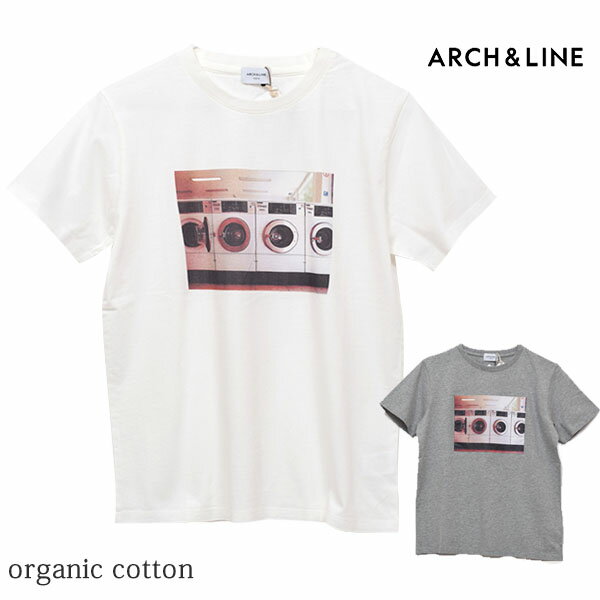 楽天ハーモネイチャー　楽天市場店ARCH & LINE 【SALE／30％OFF】オーガニックコットン Tシャツ LAUNDRY PHOTO（半袖） | オーガニック レディース メンズ ユニセックス Tシャツ ベーシック ファッション 半袖 プリント カットソー 男女 兼用 綿100％ おしゃれ シンプル ワンポイント ARCH&LINE セール