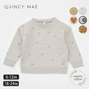 商品番号 / 型番：136-037 / QM030HNブランド名：Quincy Mae商品名：オーガニックコットン ベビー フリーススウェットシャツ(長袖) オーガニックコットンのギフトや出産祝いにご利用くださいオーガニックコットン ベビー フリーススウェットシャツ(長袖) アメリカ ロサンゼルス発のベビー服ブランドQuincy Mae(クインシーメイ)のオーガニックコットン ベビー フリーススウェットシャツ(長袖)です。 クルーネックのスウェットトレーナーです。 肩にスナップボタンが付いているので、着脱も簡単にできます。 ネックライン、袖口、裾はリブ編み仕上げです。 肌に触れる内側は裏起毛になっているので、寒い季節も暖かく過ごせます。 お揃いのスウェットパンツとコーディネートされるのもおすすめです。 GOTS認証のオーガニックコットンを使用しています。 サイズ 6-12M(身長70-80cm): 着丈30cm 身幅28cm 肩幅28cm 袖丈23cm 18-24M(身長90-95cm): 着丈34cm 身幅30cm 肩幅30cm 袖丈28cm ※()内は適応サイズとなります。 ※綿衣料品の特性上、個体差がある旨ご了承ください。 素材オーガニックコットン96% ポリウレタン4％・裏起毛 カラーHoney(黄土色)・HeartPetal(ピンクベージュ)・DotsWalnut(ブラウン)・StarsAsh(ライトグレー)・MoonDarkSea(ダークグレー) 原産国中国 製品について ●漂白・染色をしていない生成りの製品は、生地に黒や茶色のポツポツが見えることがあります。 これは製造工程で取りきれなかった綿カス(綿花の葉や茎)で、害はなく洗濯するごとに減少します。 ●自然の色味を生かした製品は、色ムラが生じていたり、日光やお洗濯で色性が変化することがあります。 ●生産ロットにより、同色でも色味の違いや、綿実油による特有のにおいが生じることがございます。 ●漂白・染色・プリントを行っている生地につきましては、オーガニックコットン認証基準に基づいて製造され、化学薬品の使用を極力抑えたものとなっております。 ●洗濯は洗濯ネットを使用して優しくお洗濯してください。 ●蛍光剤入りの洗剤や漂白剤、乾燥機のご使用はお避けください。 ●アイテム毎の注意事項につきましては、製品に付いているタグ等をご確認ください。 ●タグ等の材質に硬いものが含まれている場合、使用前にご確認の上、不要な物は取り除いてください。 ●プラスティックごみの排出を抑えるため、パッケージは再利用をしていることがございます。