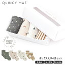 Quincy Mae オーガニックコットン ベビーソックスボックス入り4足セット | オーガニック コットン 綿 ギフト プレゼント 出産祝い 誕生日 ファースト ベビー 赤ちゃん 靴下 BOX入り 箱入り セット 4足組