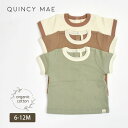 Quincy Mae オーガニックコットン ベビーリンガーTシャツ | オーガニックコットン 綿100 子ども服 リンガー レトロ スポーティー Tシャツ トップス 男の子 女の子 クルーネック 70 80 90 春夏 [M便 1/2]