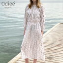Odiee オーガニックコットン ウエストゴムワンピース Liberty | オーガニック コットン レディース ワンピ お出かけ ロング丈 ギフト プレゼント...