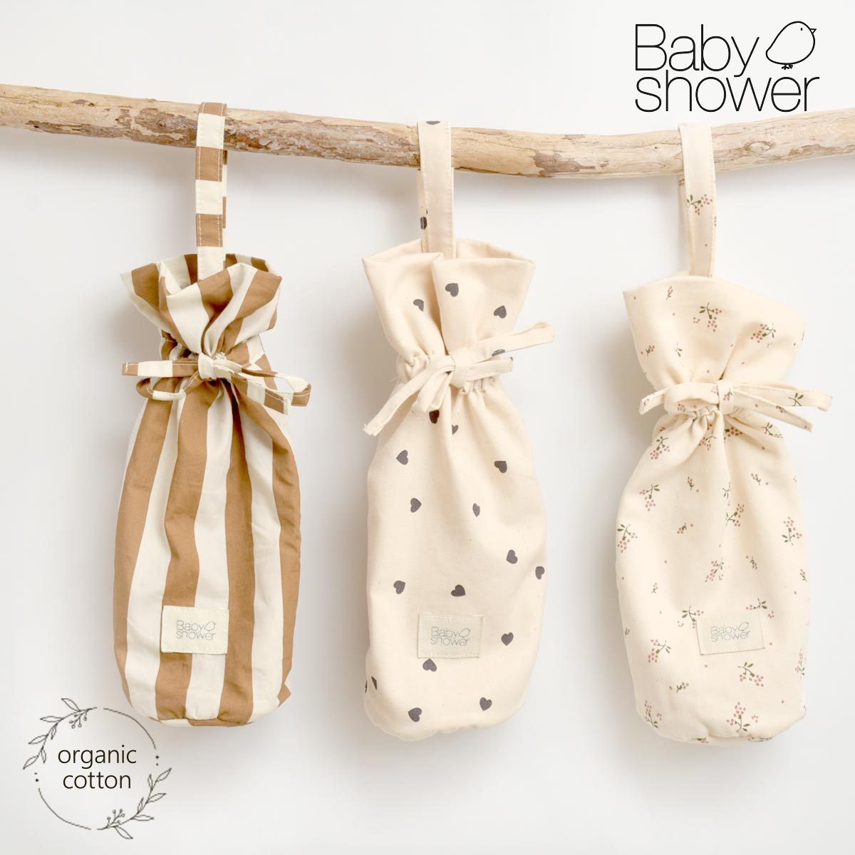 Rakuten - Babyshower オーガニックコットン ボトルポーチ | ベビーシャワー オーガニック コットン ベビー 出産祝い プレゼント 哺乳瓶 ミルク ボトルホルダー 赤ちゃん スリムタイプ 保温 調乳 ポーチ ドリンクホルダー 巾着 ミルクポーチ 哺乳瓶ケース [M便 1/2]