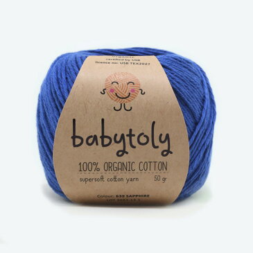 Babytoly オーガニックコットン Supersoft Cotton yarn 50g Sapphire | ベビートリィ オーガニック コットン 100% 毛糸 手編み 編み物 手芸 けいと 綿 GOTS ベビー服 子供服 あみぐるみ おもちゃ やわらか 合細 中細