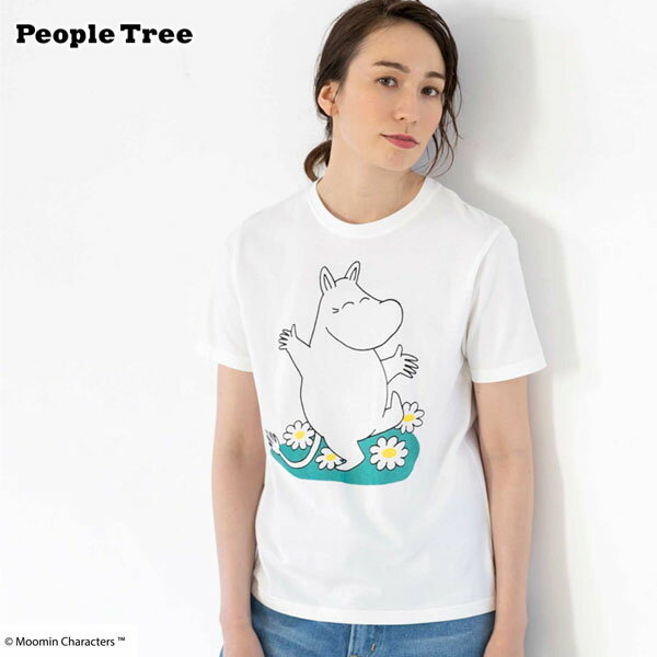 PeopleTree オーガニックコットン ムーミン ユニセックスTシャツ(半袖) | ピープルツリー オーガニック コットン 綿 ナチュラル 半袖 キャラクター moomin Tシャツ 男女兼用 敏感肌 親子コーデ メンズ レディース パパ ママ 