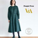 PeopleTree オーガニックコットン V&A リーフ柄ワンピース | オーガニック コットン 綿 ナチュラル ギフト プレゼント 誕生日 きれいめ サテン...
