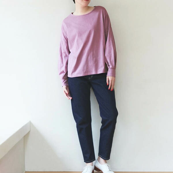 PeopleTree オーガニックコットン 天竺 バルーンスリーブトップ | オーガニック コットン 綿 ナチュラル フェアトレード ピープルツリー PeopleTree レディース カットソー 長袖 春 秋 冬 きれいめ バルーン袖 ブラウス シンプル オフィスカジュアル [M便 1/1]