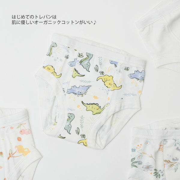 Under The Nile オーガニックコットン トイレ トレーニングパンツ Dino | キッズ ベビー オーガニック コットン 下着 肌着 トレーニング パンツ ギフト トイトレ 男の子 トレパン トイレトレーニング 化学繊維不使用 綿100 恐竜 ダイナソー プリント [M便 1/2]
