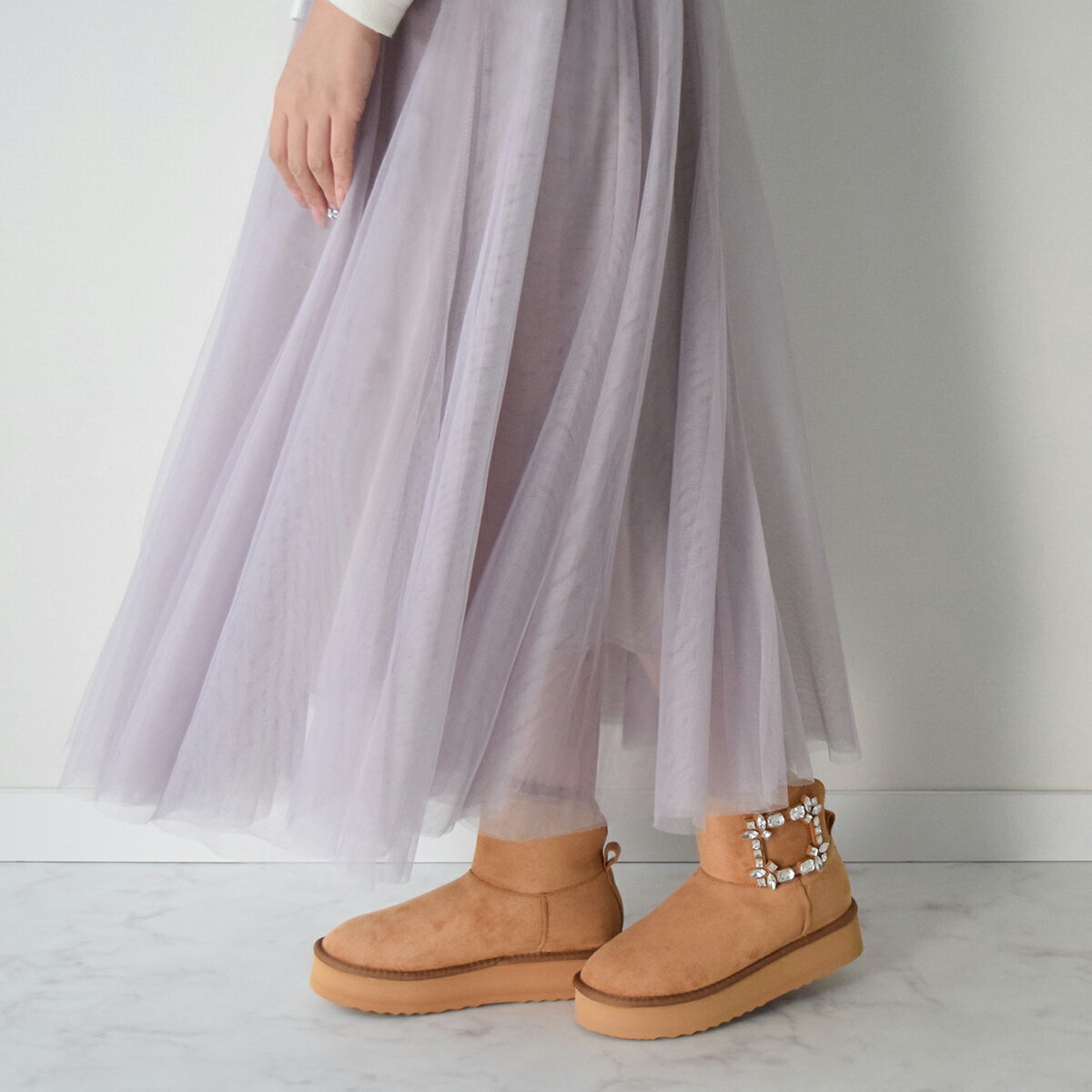Bridget Birkin ブリジットバーキン バックルビジュームートンブーツ