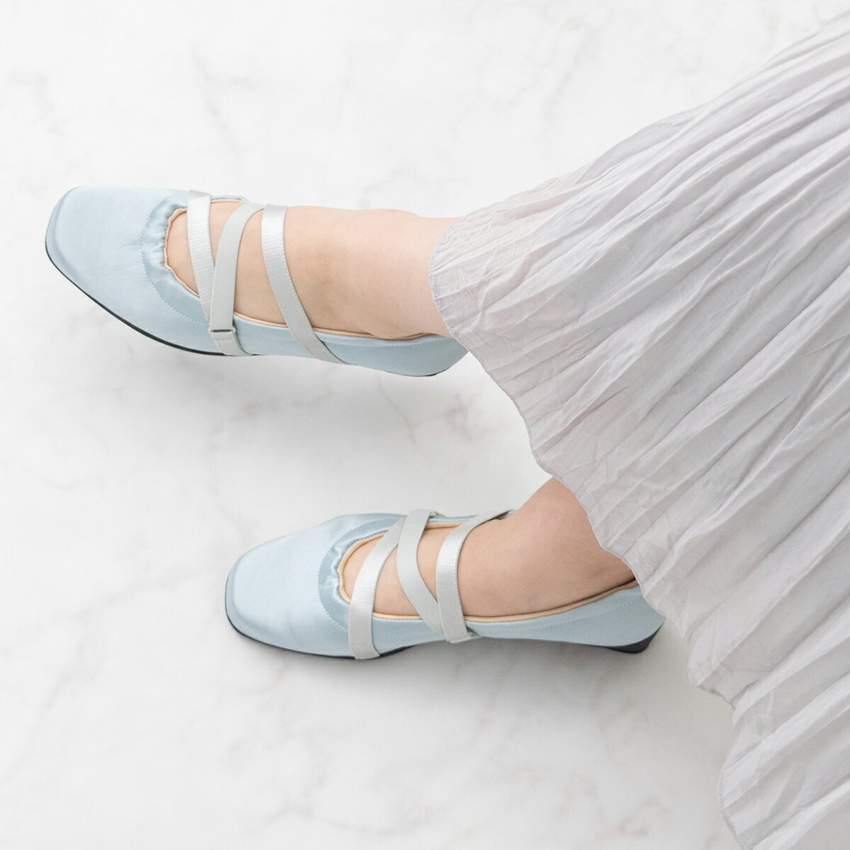 Bridget Birkin Walk サテンギャザーウォーキングパンプス