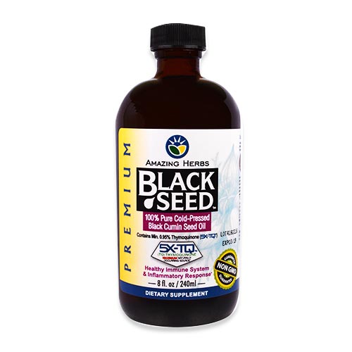 ブラックシード 純粋低温圧搾 ブラッククミン種子オイル 240ml（8floz） Amazing Herbs（アメイジングハーブズ）ブラッククミンシードオイル 健康 チモキノン 栄養 美容