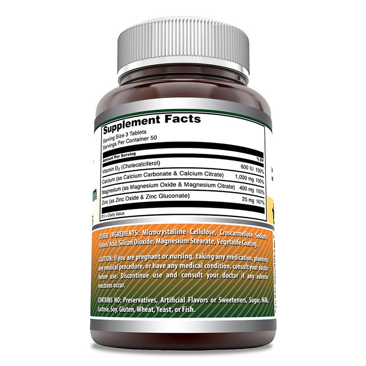 アメイジングニュートリション カルシウム マグネシウム 亜鉛 ビタミンD3 150粒 タブレット AMAZING NUTRITION Amazing Formulas Calcium Magnesium Zinc + Vitamin D3 Tablets 【お取り寄せ商品】【合わせて買いたい】 harmony-10059541 米国サプリ直販のNatural Harmony サンプル画像3