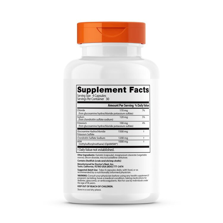 ドクターズベスト グルコサミン コンドロイチン with MSM 120粒 カプセル Doctor's BEST Glucosamine Chondroitin Msm with OptiMSM 健康サプリメント 栄養補助食品 海外 アメリカ harmony-10033096 米国サプリ直販のNatural Harmony サンプル画像2
