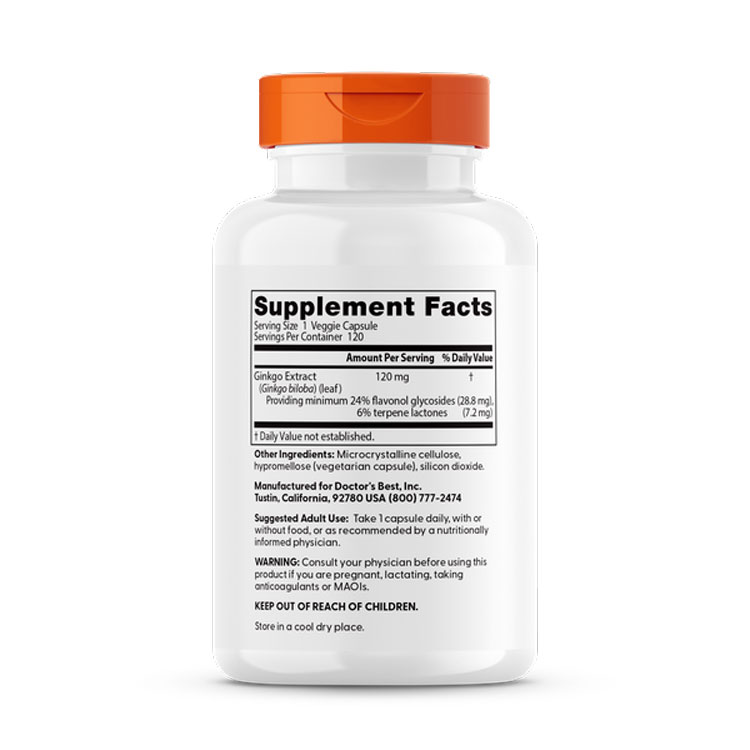 [冴えた毎日を過ごしたい方に!]イチョウ葉 サプリメント 濃縮ギンコエキス 120mg 120粒 Doctor's BEST （ドクターズベスト） Extra Strength Ginkgo Extract 120mg 120vcaps 3