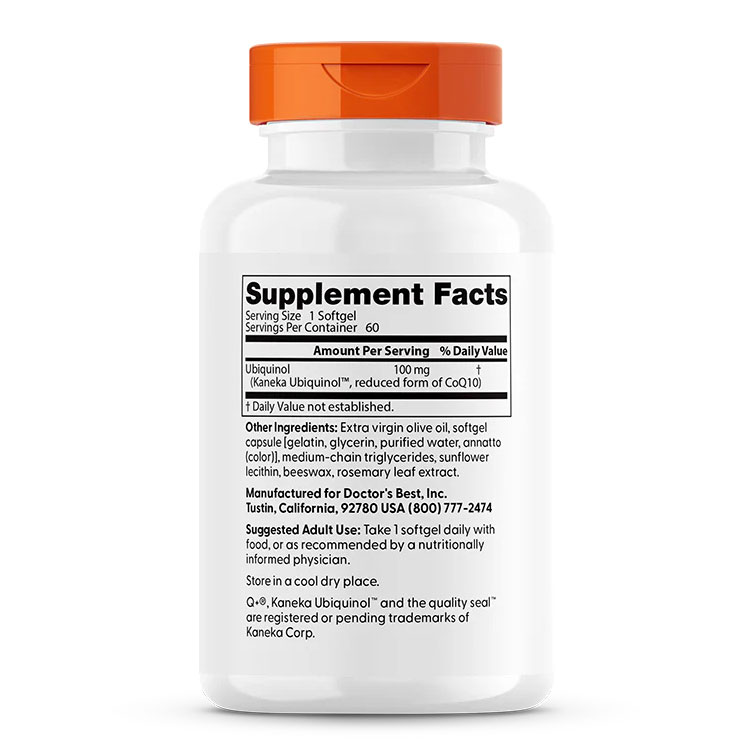 [年齢やストレスに負けないからだへ]ユビキノール 還元型 コエンザイムQ10 (カネカQH) 100mg ソフトジェル 60粒 Doctor's BEST（ドクターズベスト） Ubiquinol 100mg 60sg 3