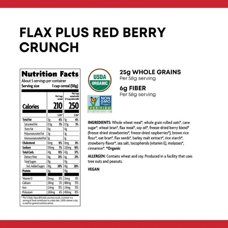 ネイチャーズパス フラックスプラス レッドベリークランチ オーガニックシリアル 300g Nature's Path Flax Plus Red Berry Crunch Organic Cereal 10.6 oz. 【お取り寄せ商品】 2
