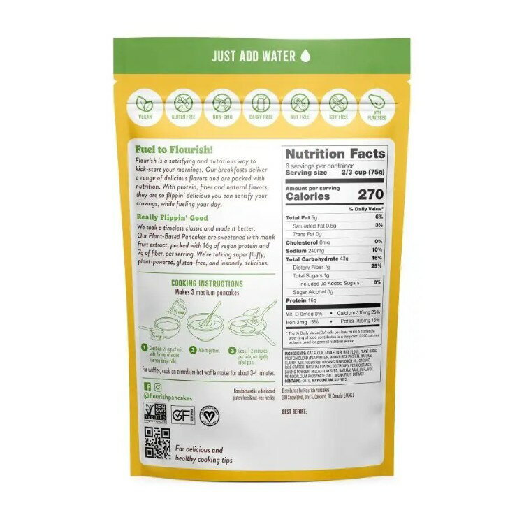 �ե�����å��� �ץ��ȥ١��� ���ꥸ�ʥ� �ѥ󥱡����ߥå��� 454g Flourish Plant Based Original Pancake Mix 16 oz. �ڤ����󤻾��ʡ�