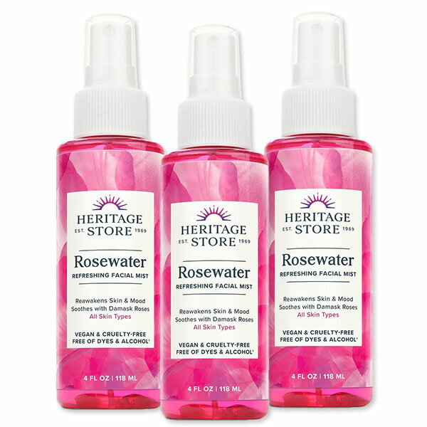 [空間を良い香りに][3個セット] ヘリテージプロダクツ ローズウォーター（ダマスクローズ） アトマイザー 各118ml Rose Flower Water Atmizer 4oz