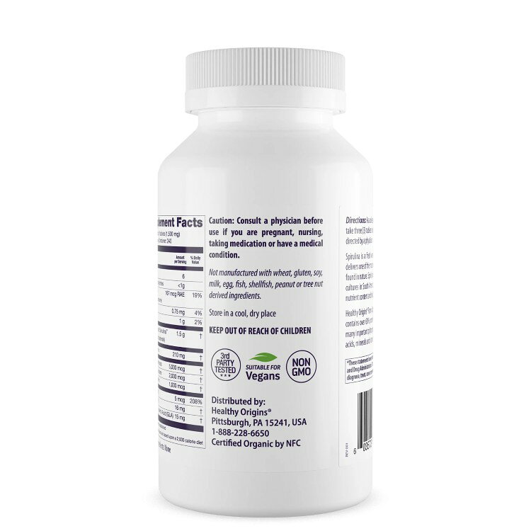 ヘルシーオリジンズ スピルリナ 500mg (オーガニック) 720タブレット Healthy Orig...