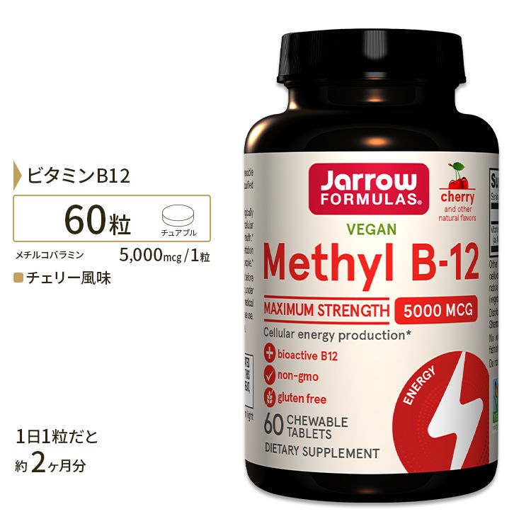 ジャローフォーミュラズ メチルB-12 メチルコバラミン 5000mcg 60粒 チュアブルタブレット チェリー味 Jarrow FORMULAS Methyl B12 Methylcobalamin