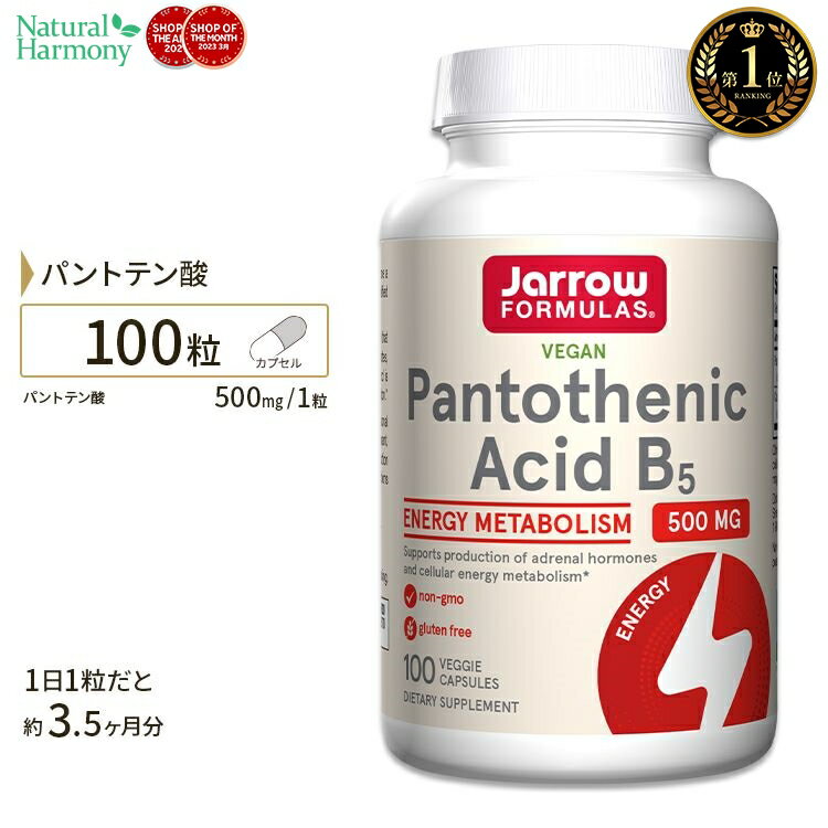 ジャローフォーミュラズ ビタミンB5 パントテン酸 カルシウム 500mg 100粒 約3ヶ月分 Jarrow Formulas Pantothenic A…