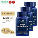 [3個セット] ライフエクステンション メガベンフォチアミン サプリメント 250mg 120粒 ベジタリアンカプセル Life Extension Mega Benfotiamine