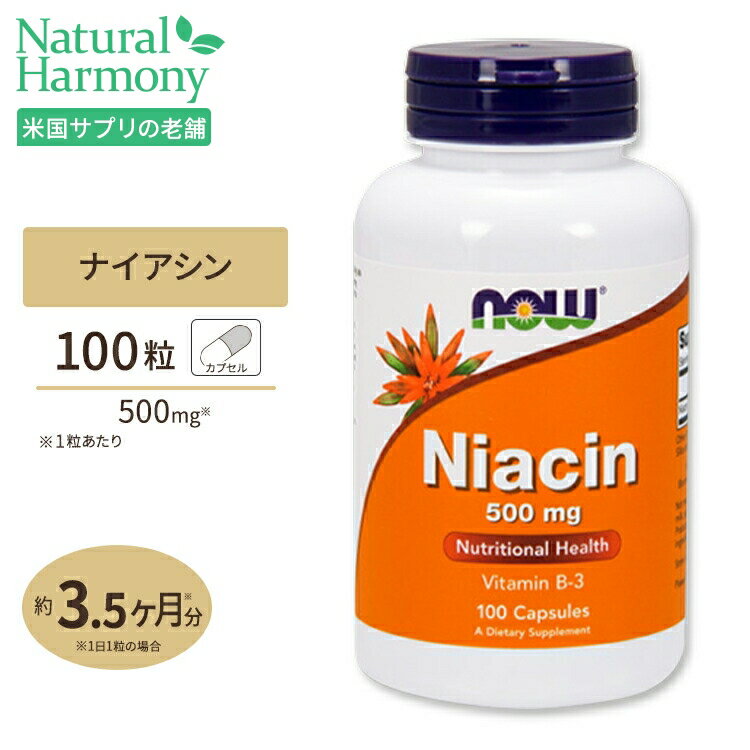ナウフーズ ナイアシン サプリメント 500mg 100粒 NOW Foods Niacin カプセル 約3カ月分 つかれ エネルギー 活力 元…