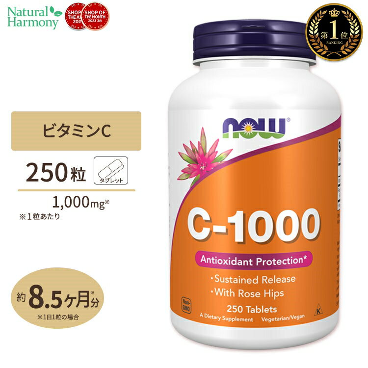 ビタミンC-1000 with ローズヒップ タイムリリース 1000mg 250粒 NOW Foods(ナウフーズ)[お得サイズ]