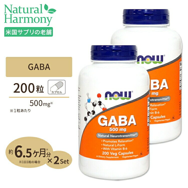 [2個セット]GABA(ギャバ)500mg 200粒 NOW Foods(ナウフーズ)【ポイントUP2倍対象★1月16日19:00-24日9:59迄】