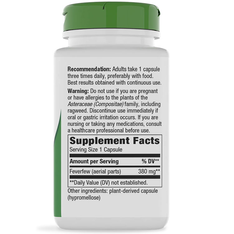 [フサフサを目指す方に!]ネイチャーズウェイ フィーバーフュー 380mg カプセル 100粒 Nature's Way Feverfew Leaves 夏白菊 Feverfew Leaves 380mg 100caps 健康サプリメント 栄養補助食品 海外 アメリカ harmony-10000246 米国サプリ直販のNatural Harmony サンプル画像3