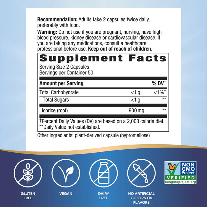 ネイチャーズウェイ リコリスルート (甘草根) 900mg (2粒あたり) カプセル 100粒 Nature's Way Licorice root 健康サプリメント 栄養補助食品 海外 アメリカ 植物性 カンゾウ かんぞう 根 ハーブ harmony-10029295 米国サプリ直販のNatural Harmony サンプル画像2