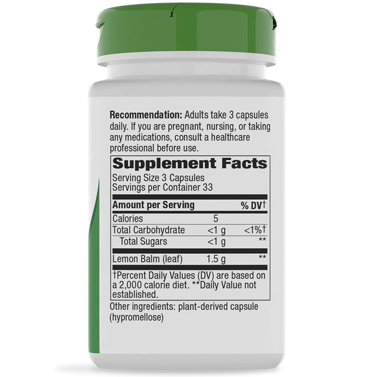 ネイチャーズウェイ メリッサ レモンバームリーフ 1500mg (3粒あたり) カプセル 100粒 Nature's Way Melissa Lemon Balm leaf 健康サプリメント 栄養補助食品 海外 アメリカ harmony-10030267 米国サプリ直販のNatural Harmony サンプル画像3