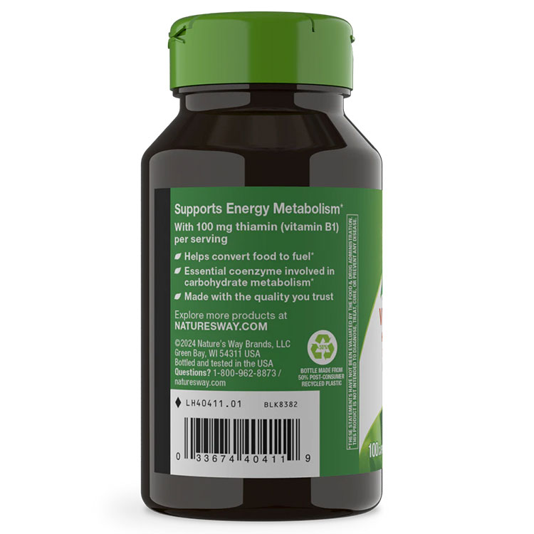 ネイチャーズウェイ ビタミンB-1 (チアミン) 100mg カプセル 100粒 Nature's Way Vitamin B-1 ビタミンB群 水溶性ビタミン 健康サプリメント 栄養補助食品 海外 アメリカ【お取り寄せ商品】【合わせて買いたい】 harmony-10054146 米国サプリ直販のNatural Harmony サンプル画像3
