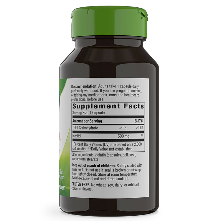 米国サプリ直販のNatural HarmonyのNature's Way イノシトール 500mg 100粒 カプセル ネイチャーズウェイ Inositol 500mg 100capsules ビタミンB群 健康サプリメント 栄養補助食品 海外 アメリカ｜アングル2