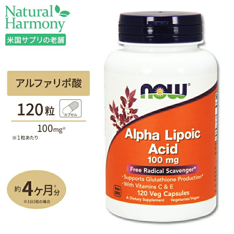 NOW Foods アルファリポ酸 100mg 120粒 ベ